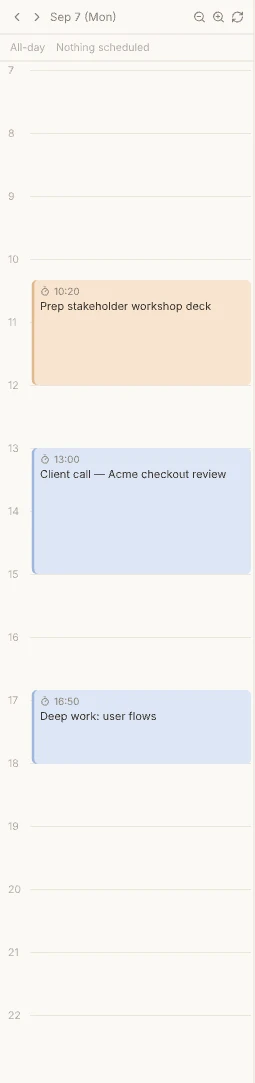 Calendar alongside today’s tasks in ecoTask
